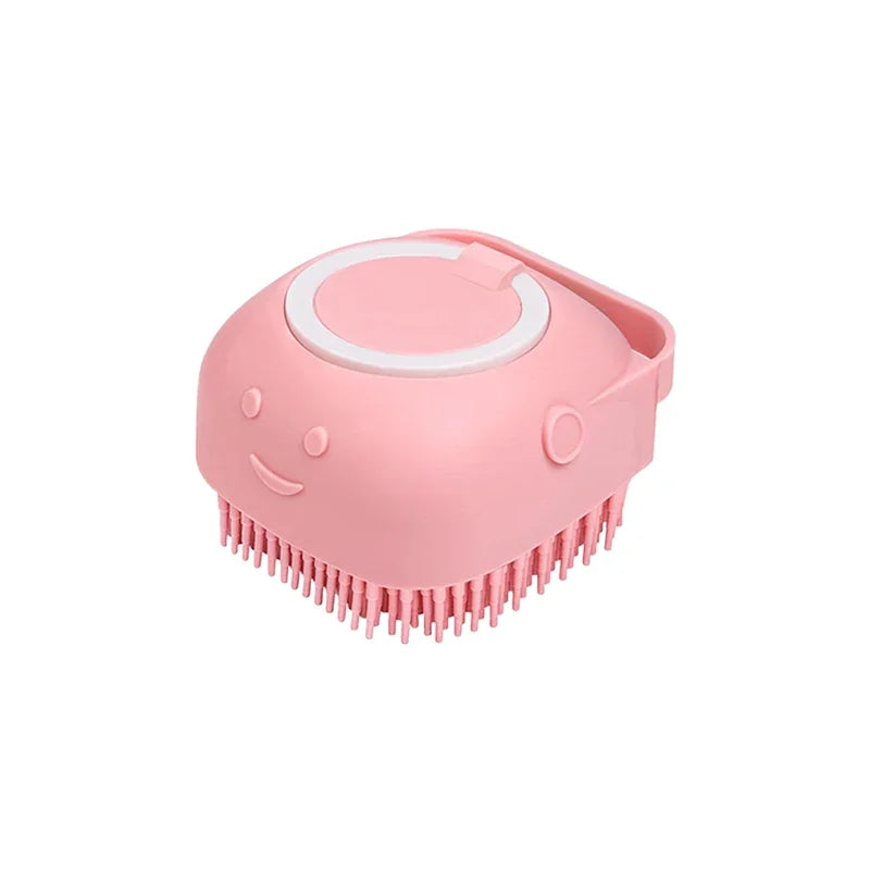 Dog Bathing Brush – Soft Silicone Grooming Brush with Shampoo Dispenser