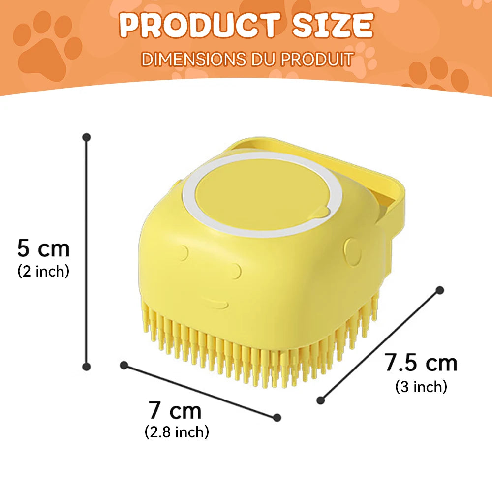 Dog Bathing Brush – Soft Silicone Grooming Brush with Shampoo Dispenser
